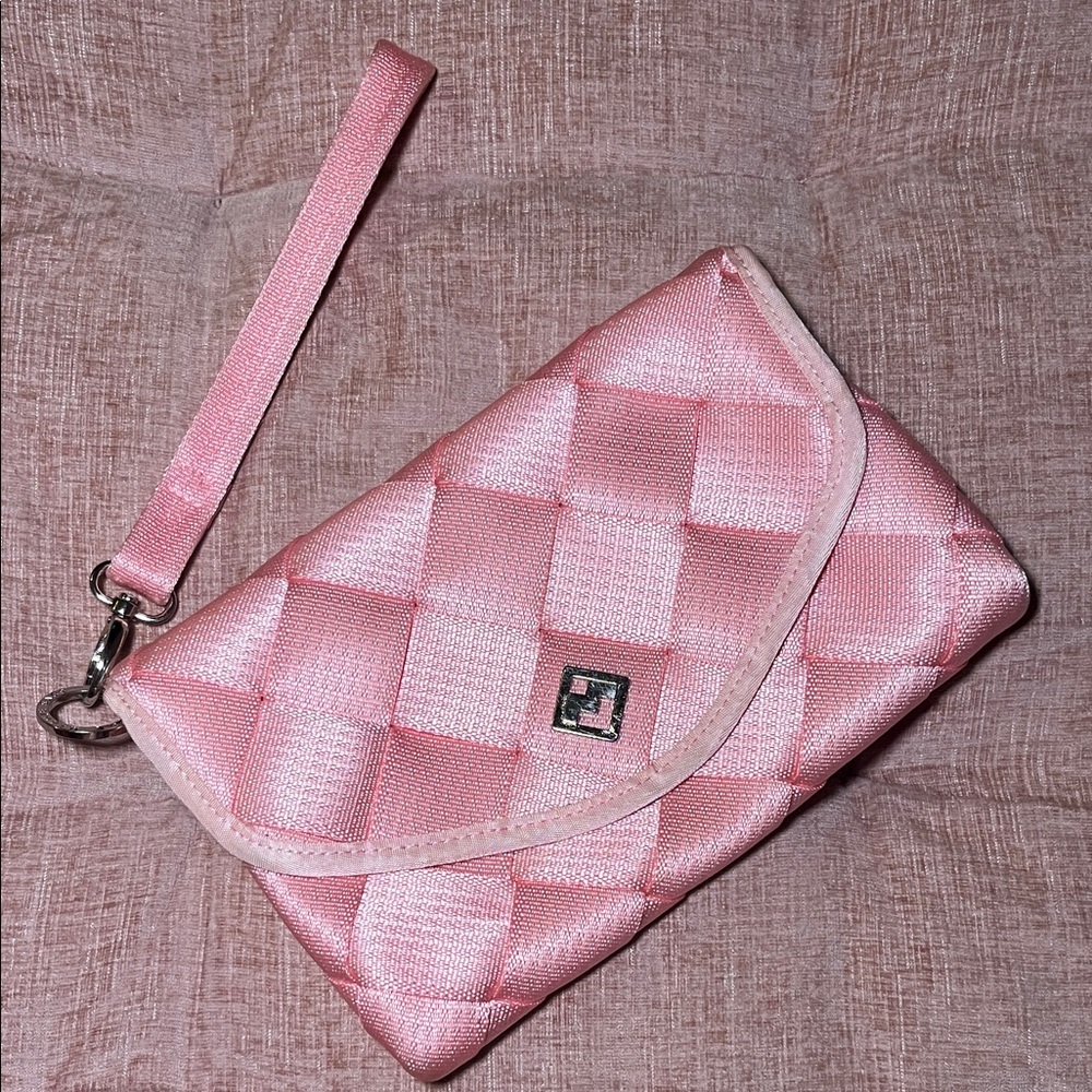 MAGGIE BAGS SEATBELT CLUTCH PURSE BAG PINK PURPLE GLAM EVENING FORMAL SEAT BELT